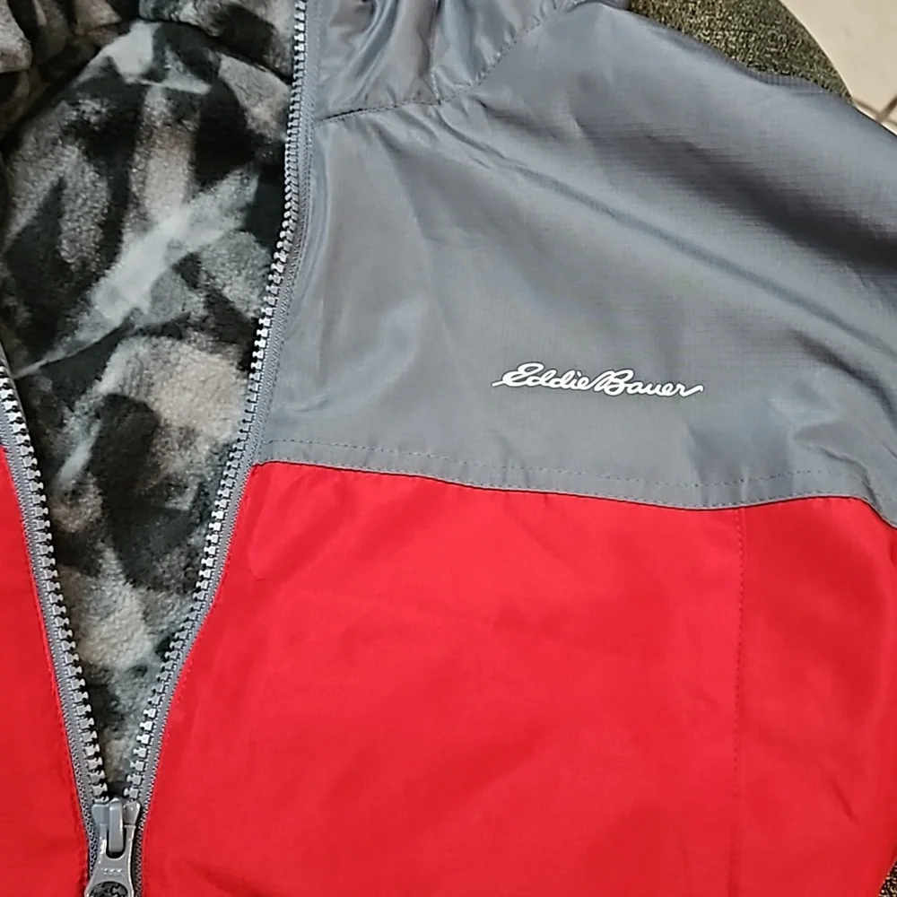 Eddie Bauer Lone Peak 3-in-1 Jacket Red Gray Youth Size L 14/16